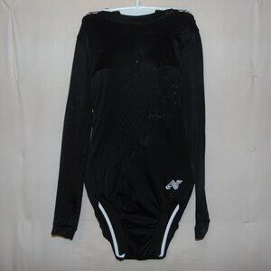 Alpha Factor Black Geometric Long Sleeve Leotard AM
